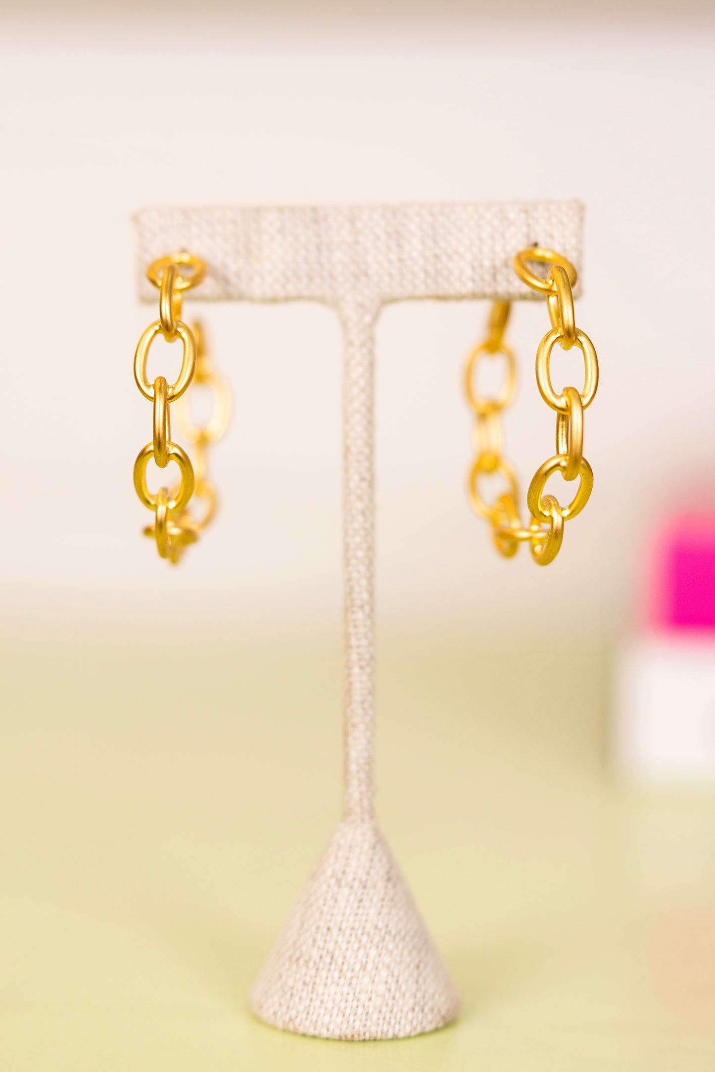 Golden Link Hoop Earrings-Earrings-Virtue-The Village Shoppe, Women’s Fashion Boutique, Shop Online and In Store - Located in Muscle Shoals, AL.