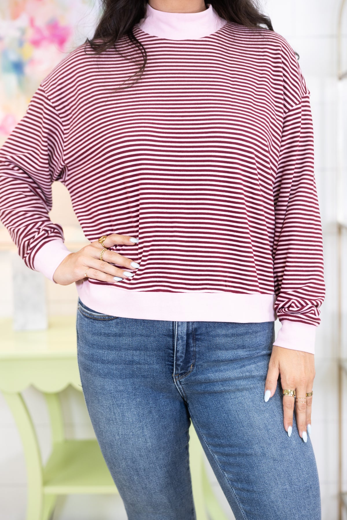 On Repeat Mockneck Pullover-Sweatshirt-Wishlist-The Village Shoppe, Women’s Fashion Boutique, Shop Online and In Store - Located in Muscle Shoals, AL.