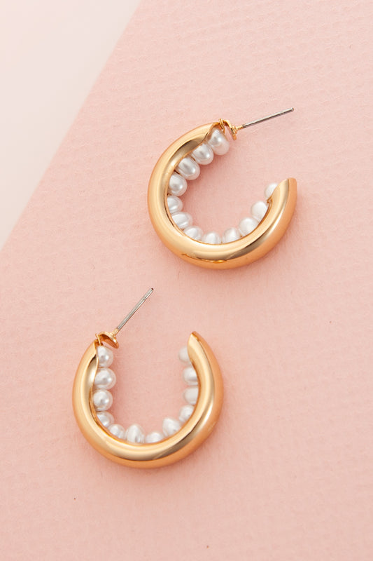 Pearl of My Heart Hoops-Earrings-Wall To Wall-The Village Shoppe, Women’s Fashion Boutique, Shop Online and In Store - Located in Muscle Shoals, AL.