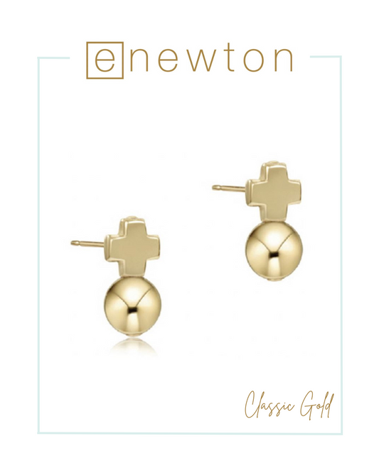 E Newton Signature Cross Gold Stud - Classic Gold-Earrings-ENEWTON-The Village Shoppe, Women’s Fashion Boutique, Shop Online and In Store - Located in Muscle Shoals, AL.