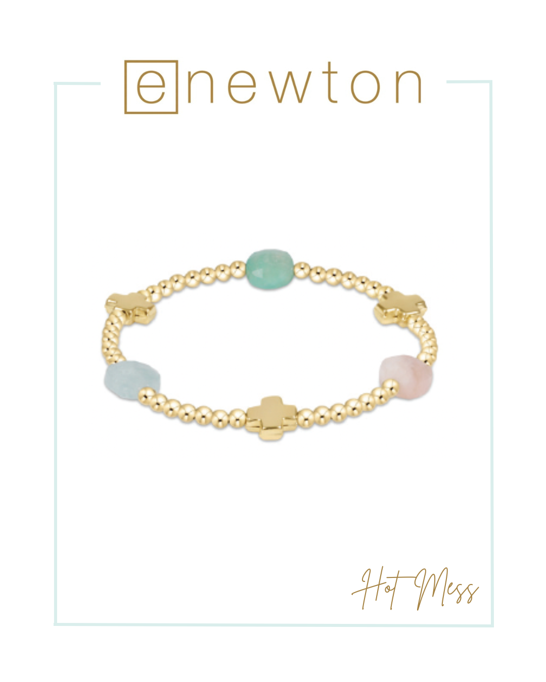 E Newton Signature Cross Admire Gold Pattern 3mm Bead Bracelet-Bracelets-ENEWTON-The Village Shoppe, Women’s Fashion Boutique, Shop Online and In Store - Located in Muscle Shoals, AL.