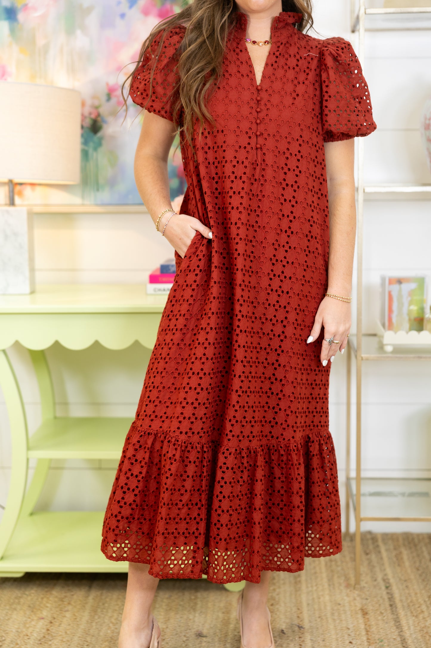 The Elsie Eyelet Midi Dress