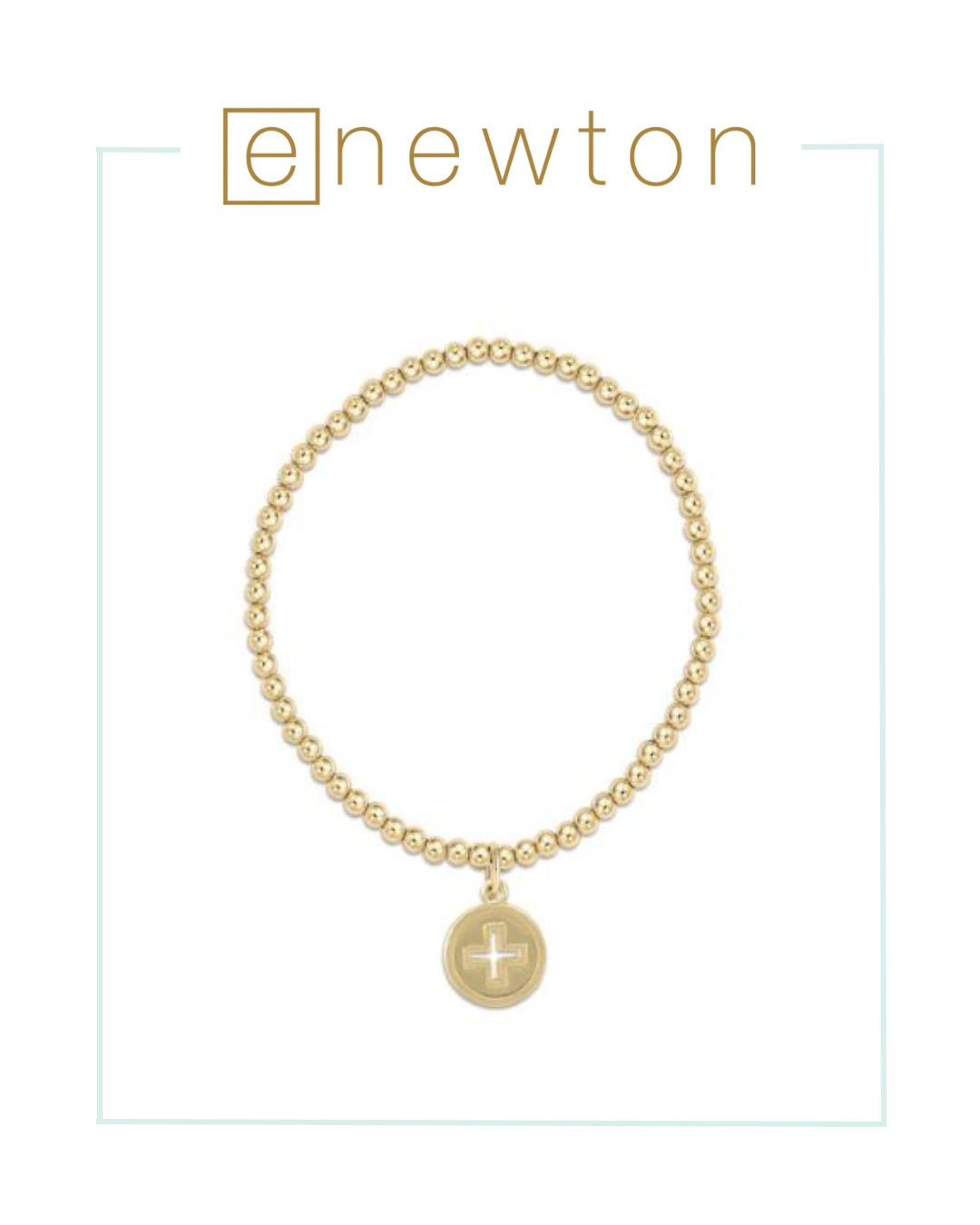 E Newton Classic Gold 3mm Bead Bracelet - Signature Cross Gold Disc-Bracelets-ENEWTON-The Village Shoppe, Women’s Fashion Boutique, Shop Online and In Store - Located in Muscle Shoals, AL.