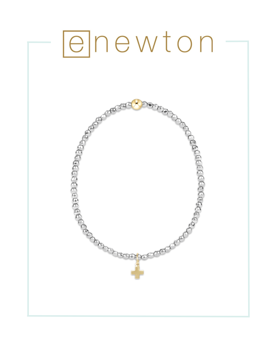E Newton Silver Faceted Hematite Bead Bracelet - Signature Cross Gold Charm-Bracelets-ENEWTON-The Village Shoppe, Women’s Fashion Boutique, Shop Online and In Store - Located in Muscle Shoals, AL.