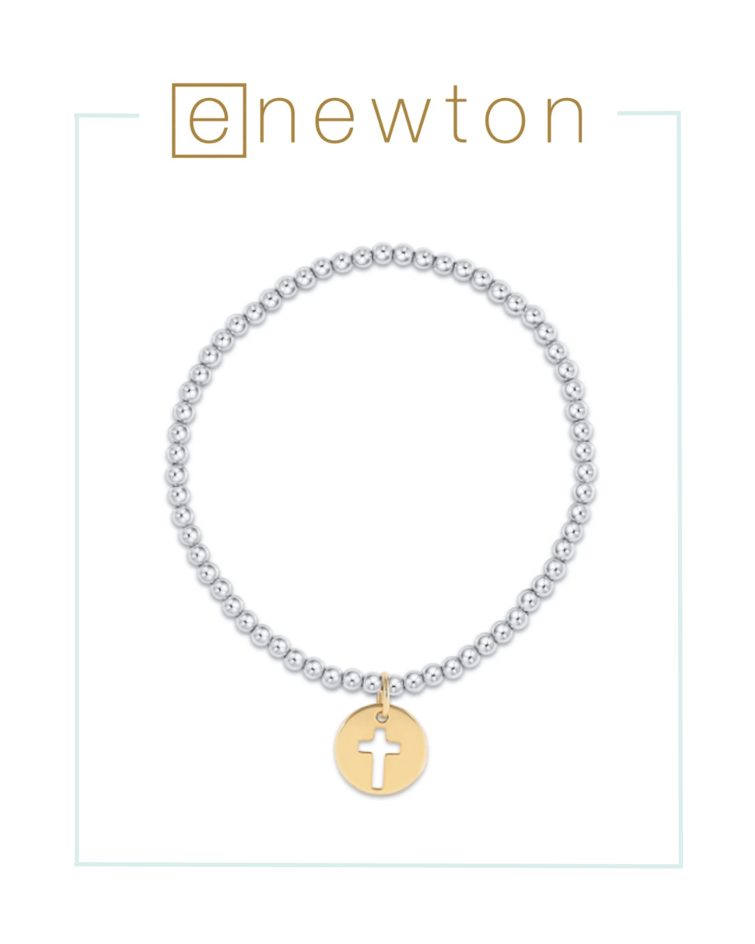E Newton | Extends | Classic Sterling Mixed Metal 3mm Bead Bracelet - Blessed Gold Disc-Bracelets-ENEWTON-The Village Shoppe, Women’s Fashion Boutique, Shop Online and In Store - Located in Muscle Shoals, AL.