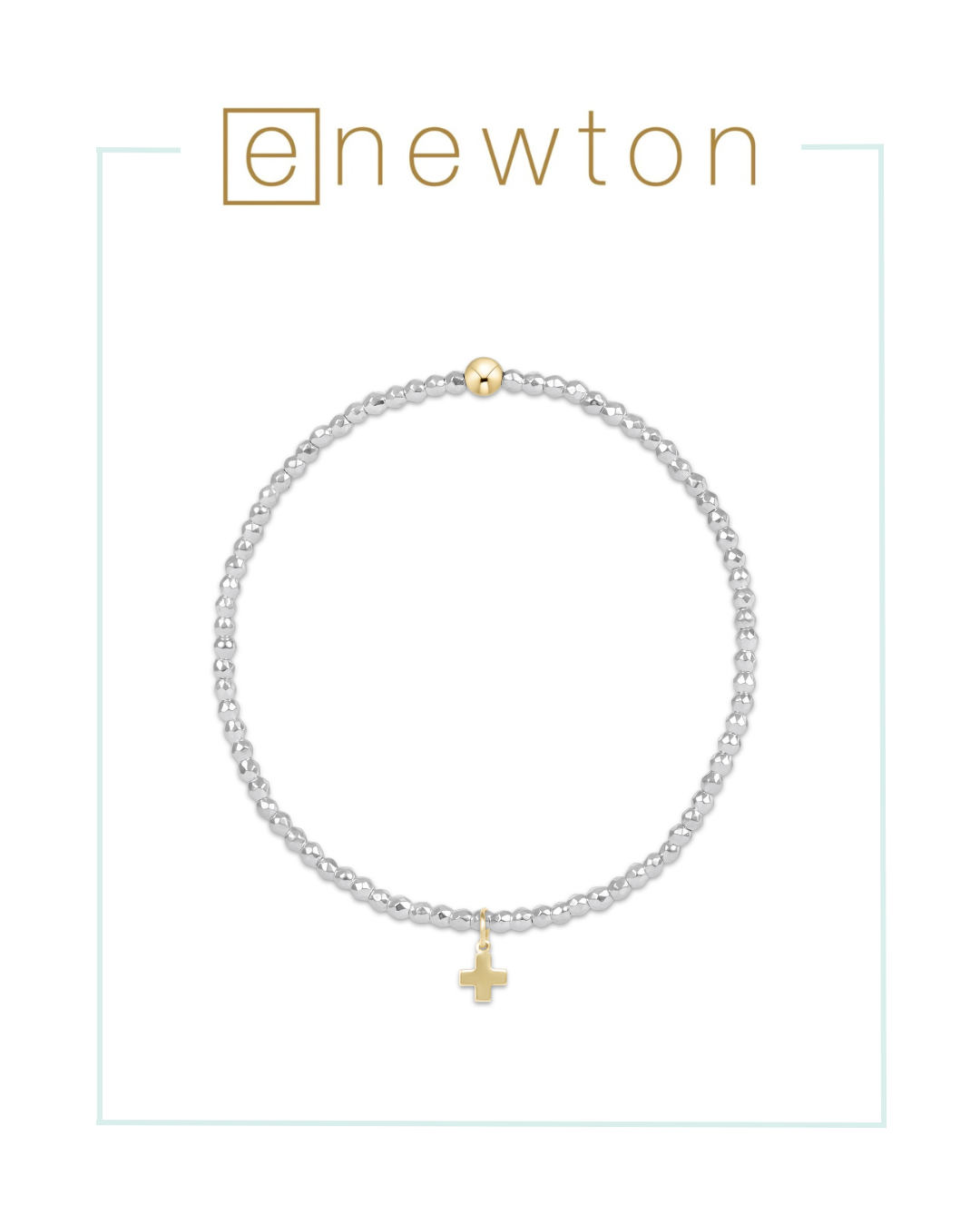 E Newton Bright Silver Faceted Hematite Bead Bracelet - Signature Cross Gold Charm-Bracelets-ENEWTON-The Village Shoppe, Women’s Fashion Boutique, Shop Online and In Store - Located in Muscle Shoals, AL.