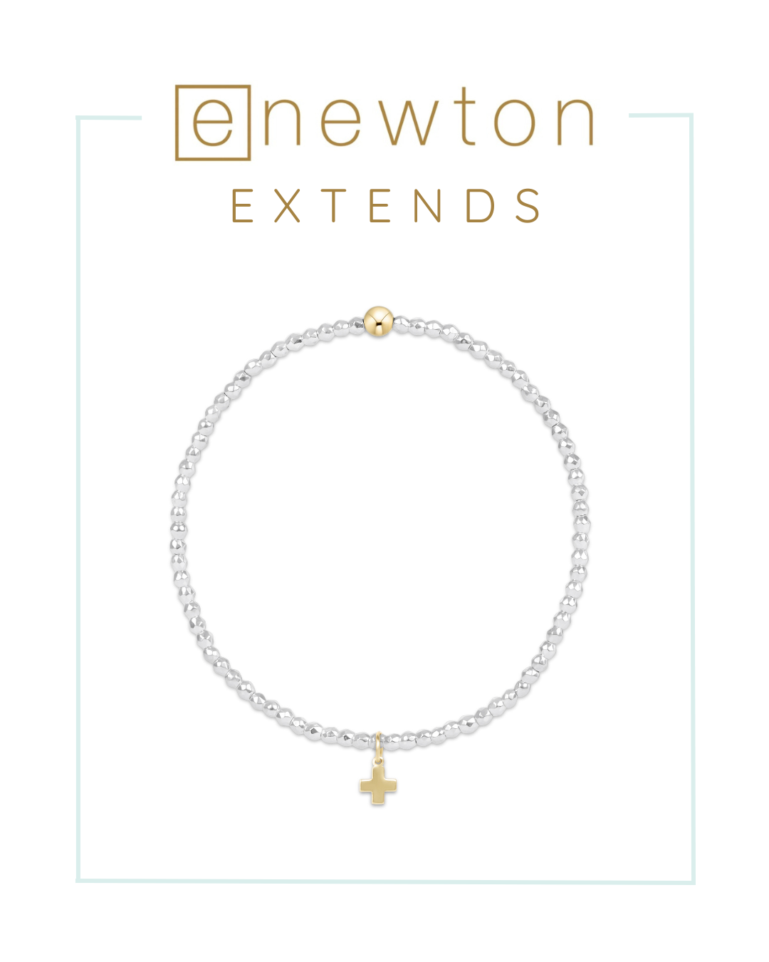 E Newton | Extends | Bright Silver Faceted Hematite Bead Bracelet - Signature Cross Gold Charm-Bracelets-ENEWTON-The Village Shoppe, Women’s Fashion Boutique, Shop Online and In Store - Located in Muscle Shoals, AL.