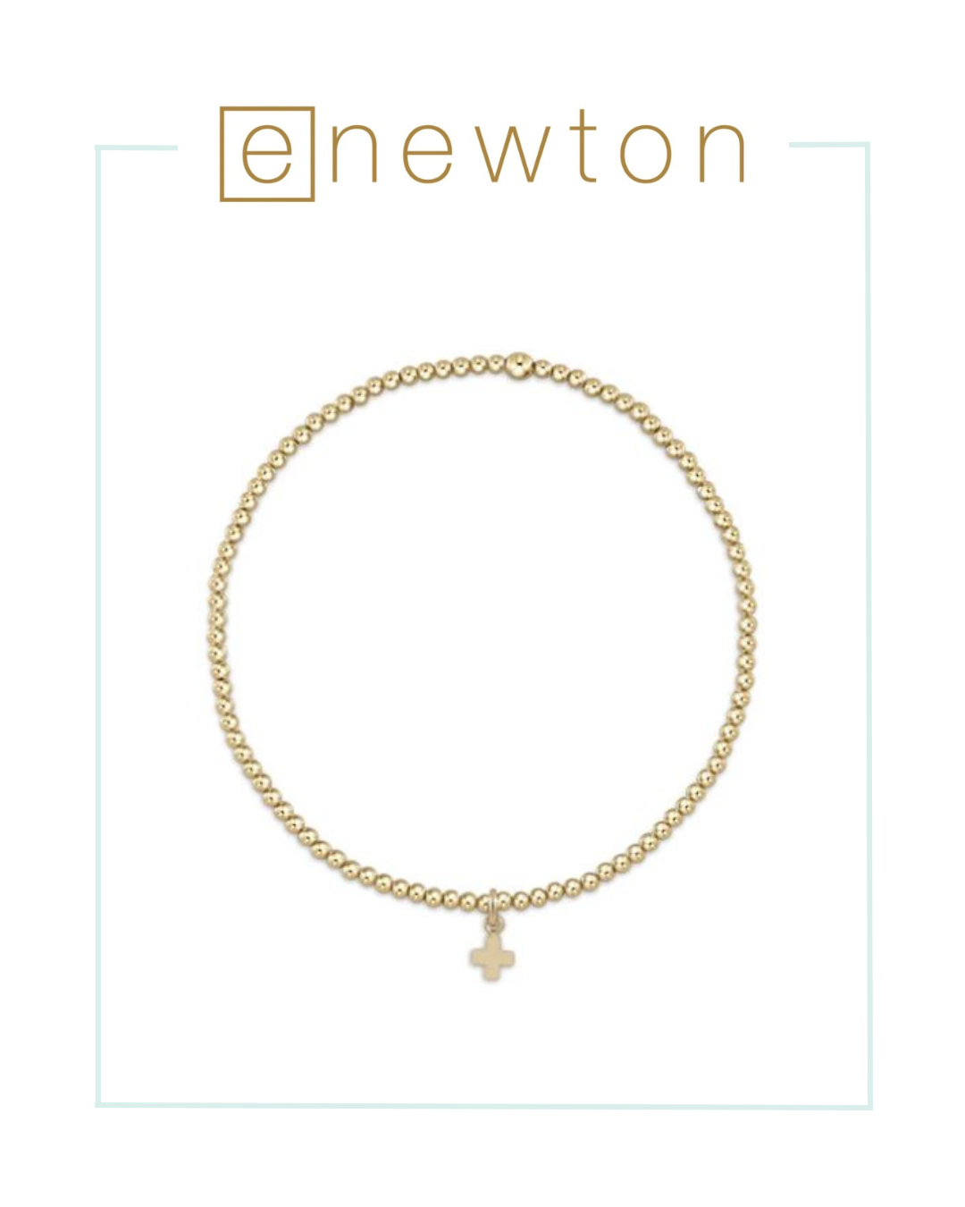 E Newton Classic Gold 2mm Bead Bracelet - Signature Cross Small Gold Charm-Bracelets-ENEWTON-The Village Shoppe, Women’s Fashion Boutique, Shop Online and In Store - Located in Muscle Shoals, AL.