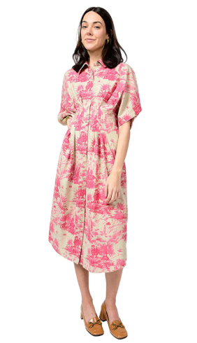 Ivy Jane Toile Tucked Midi Dress-Ivy Jane-The Village Shoppe, Women’s Fashion Boutique, Shop Online and In Store - Located in Muscle Shoals, AL.