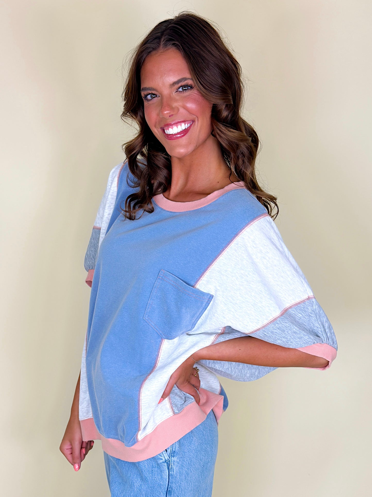 The Patterson Top-Short Sleeves-Easel-The Village Shoppe, Women’s Fashion Boutique, Shop Online and In Store - Located in Muscle Shoals, AL.