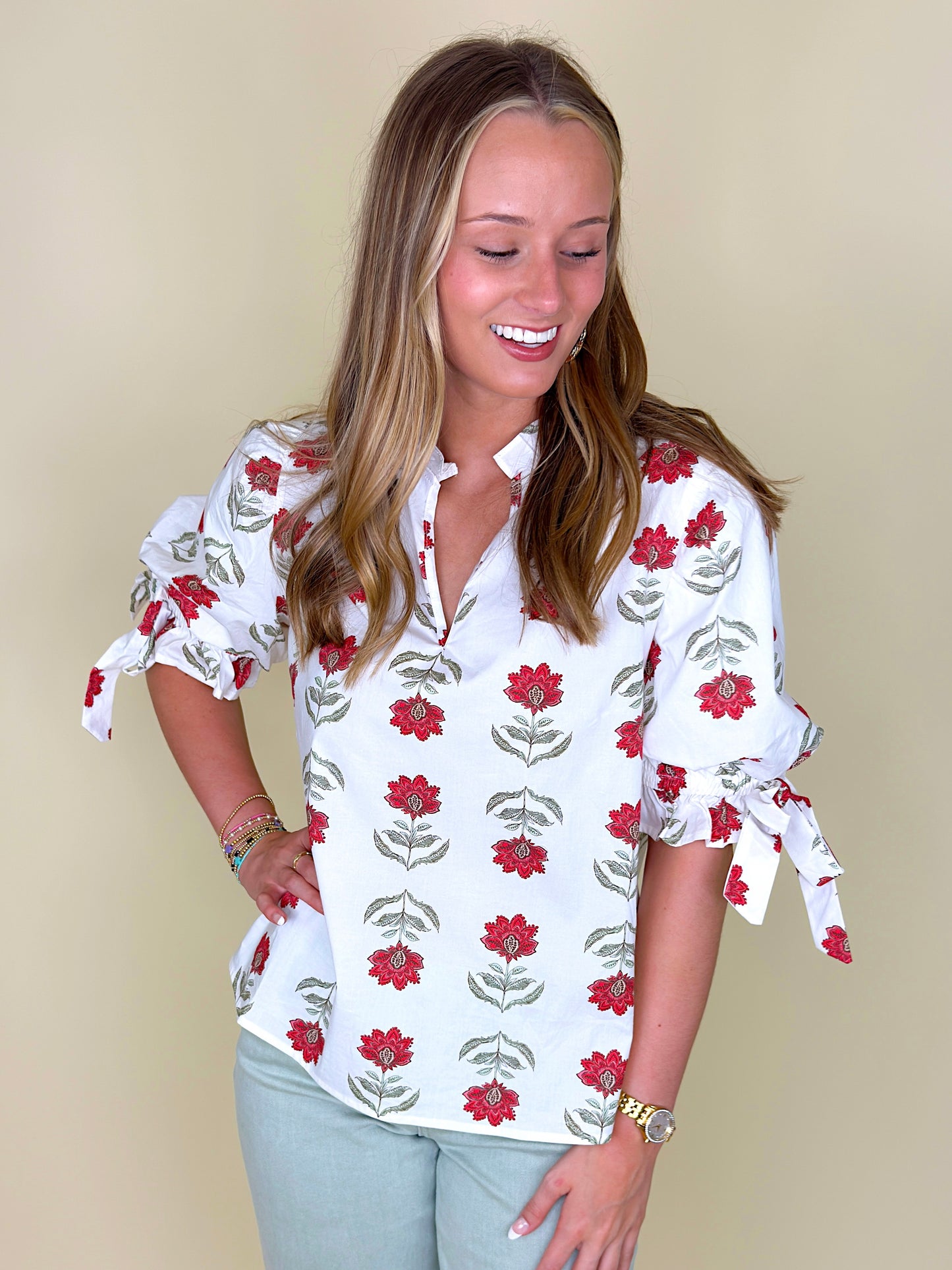 The Chloe Blouse-Short Sleeves-Entro-The Village Shoppe, Women’s Fashion Boutique, Shop Online and In Store - Located in Muscle Shoals, AL.