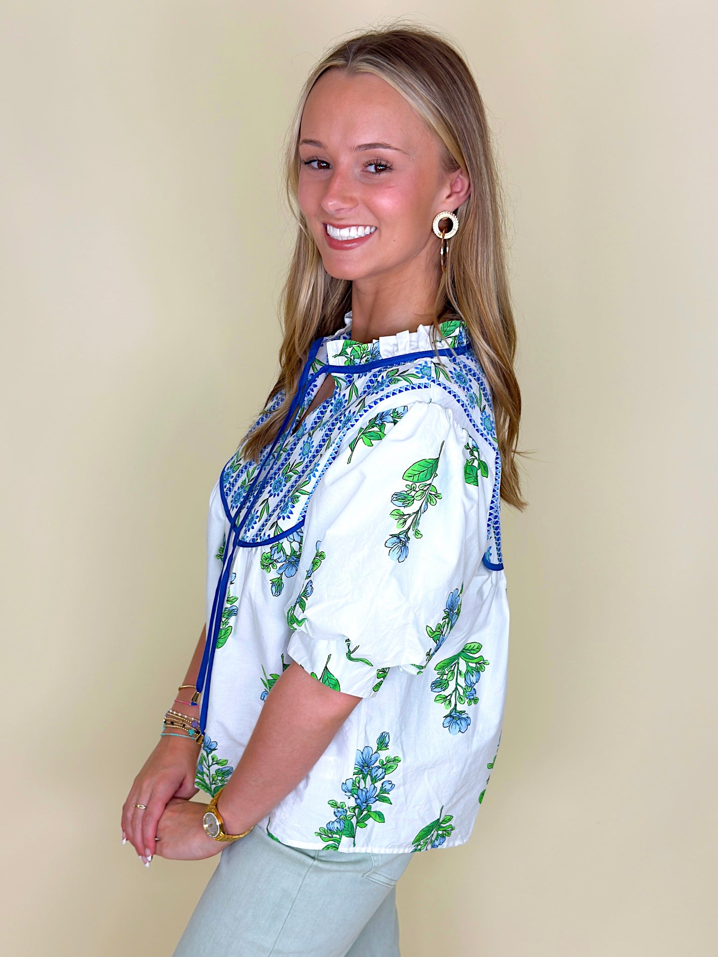 The Clyde Blouse-Short Sleeves-Entro-The Village Shoppe, Women’s Fashion Boutique, Shop Online and In Store - Located in Muscle Shoals, AL.