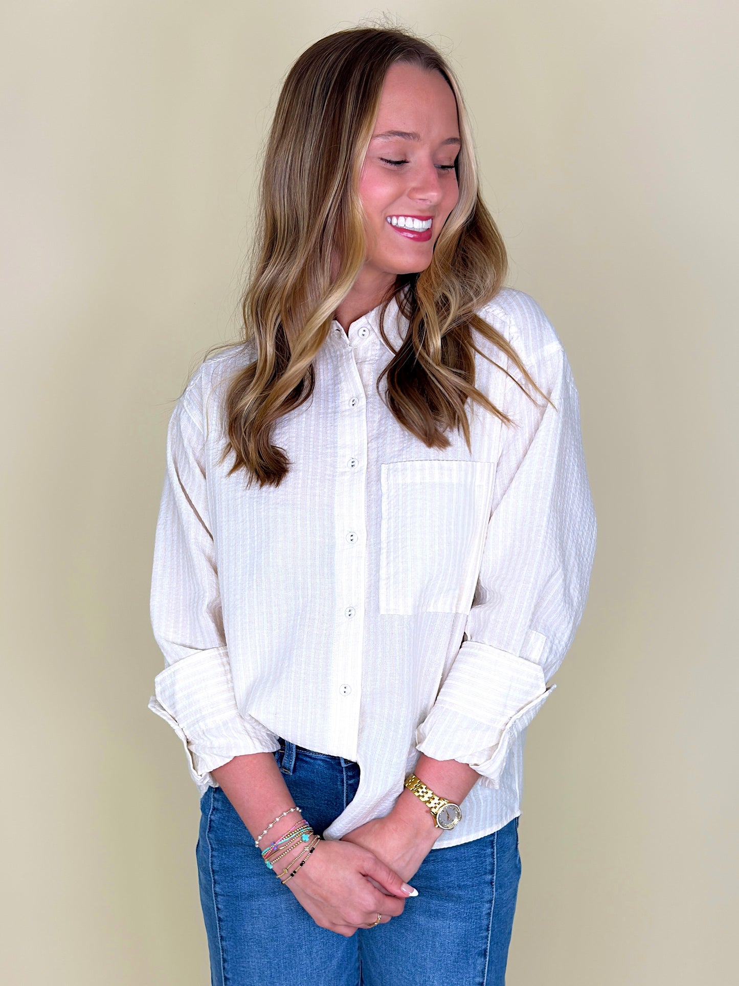 The Billie Button Down-Button-Ups-Elle Grey-The Village Shoppe, Women’s Fashion Boutique, Shop Online and In Store - Located in Muscle Shoals, AL.