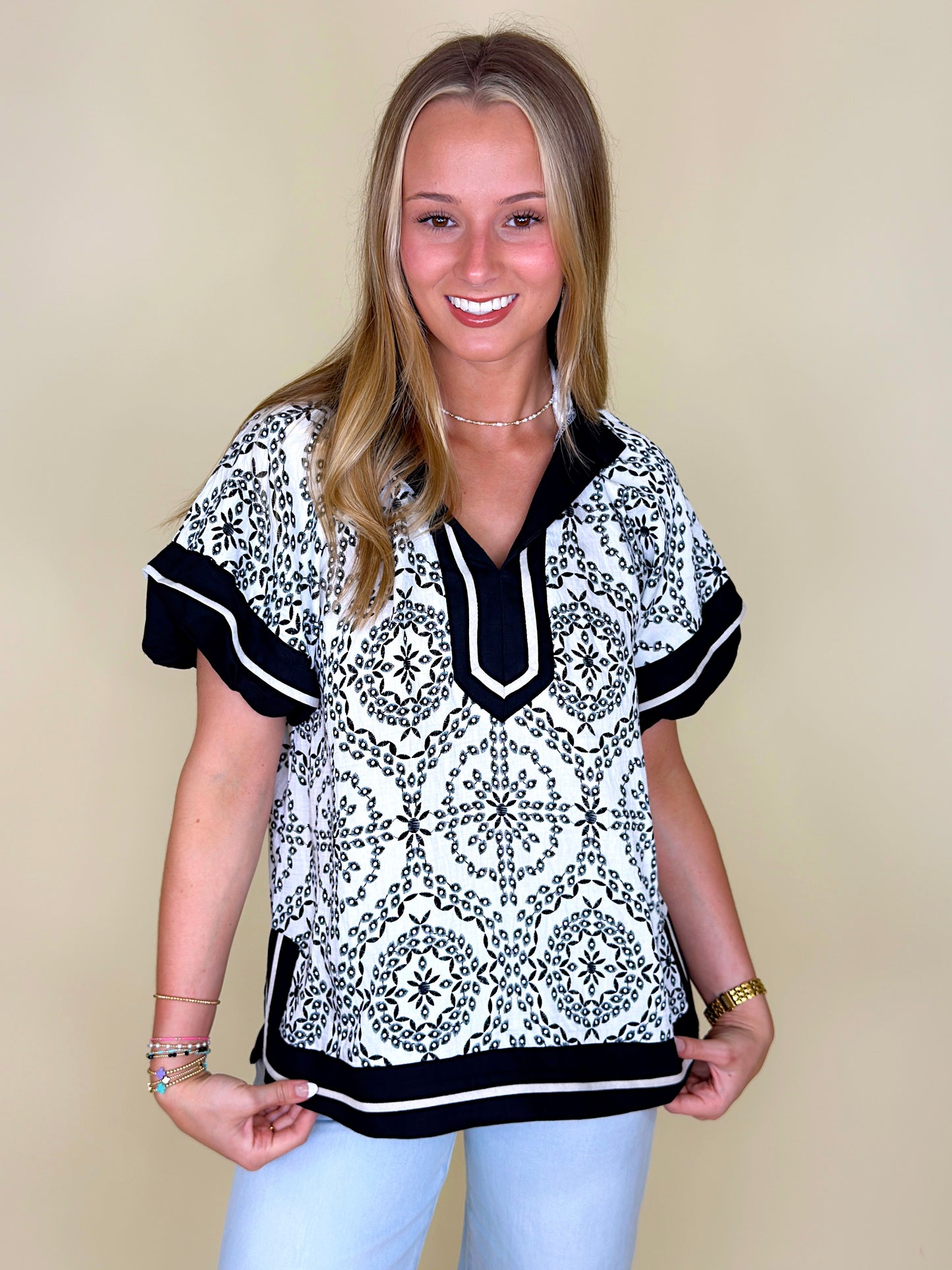 The Mitchie Top-Short Sleeves-Entro-The Village Shoppe, Women’s Fashion Boutique, Shop Online and In Store - Located in Muscle Shoals, AL.