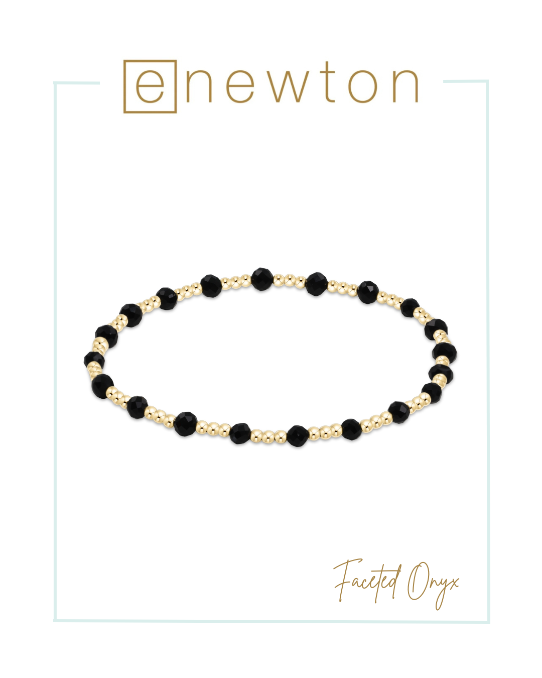 E Newton Gemstone Gold Sincerity Pattern 3mm Bracelet - Faceted Onyx-Bracelets-ENEWTON-The Village Shoppe, Women’s Fashion Boutique, Shop Online and In Store - Located in Muscle Shoals, AL.