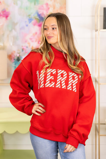 The Merry Mockneck-Sweatshirt-Bucketlist-The Village Shoppe, Women’s Fashion Boutique, Shop Online and In Store - Located in Muscle Shoals, AL.