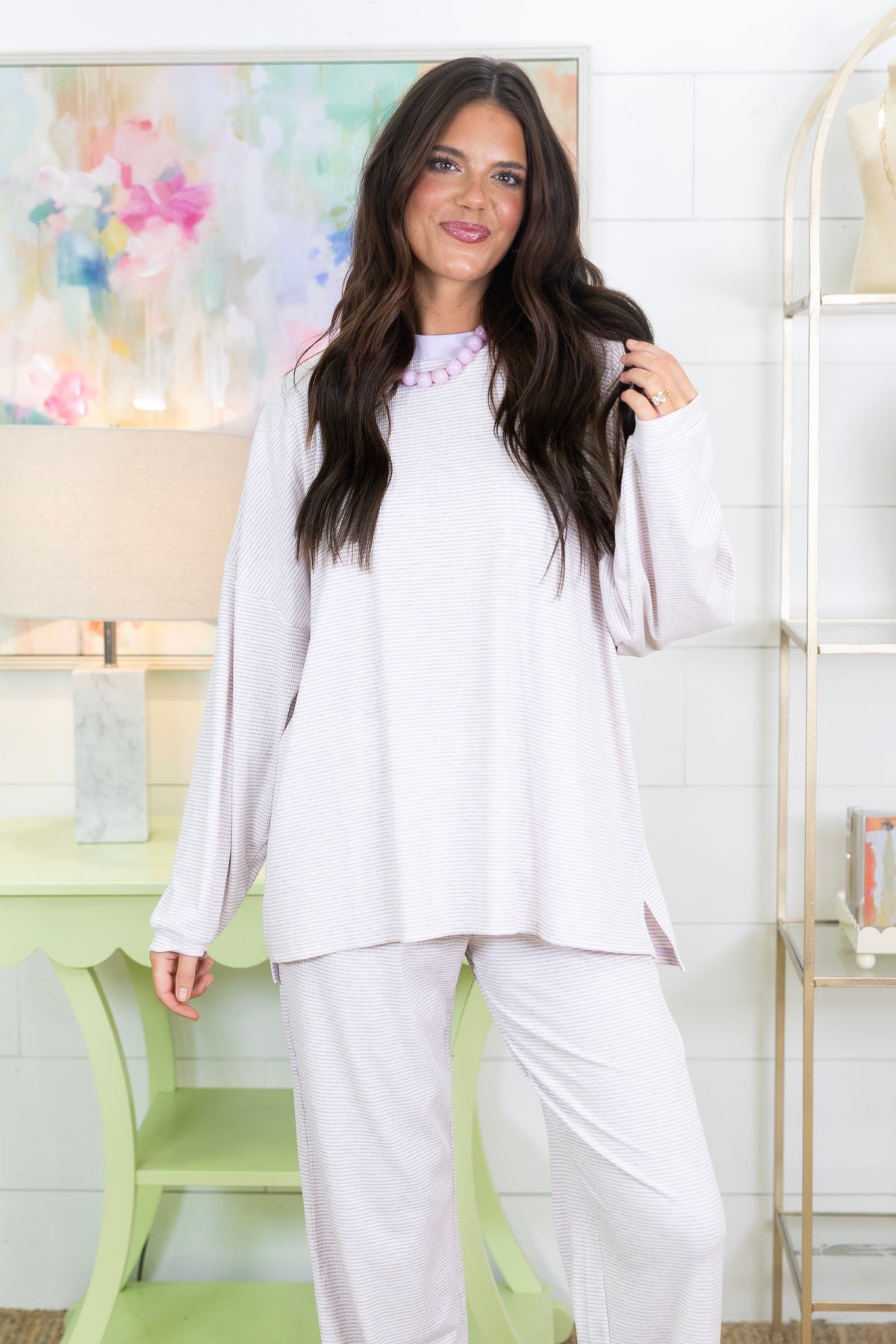 Sassy Stripe Lounge Set-Matching Set-Things Between-The Village Shoppe, Women’s Fashion Boutique, Shop Online and In Store - Located in Muscle Shoals, AL.