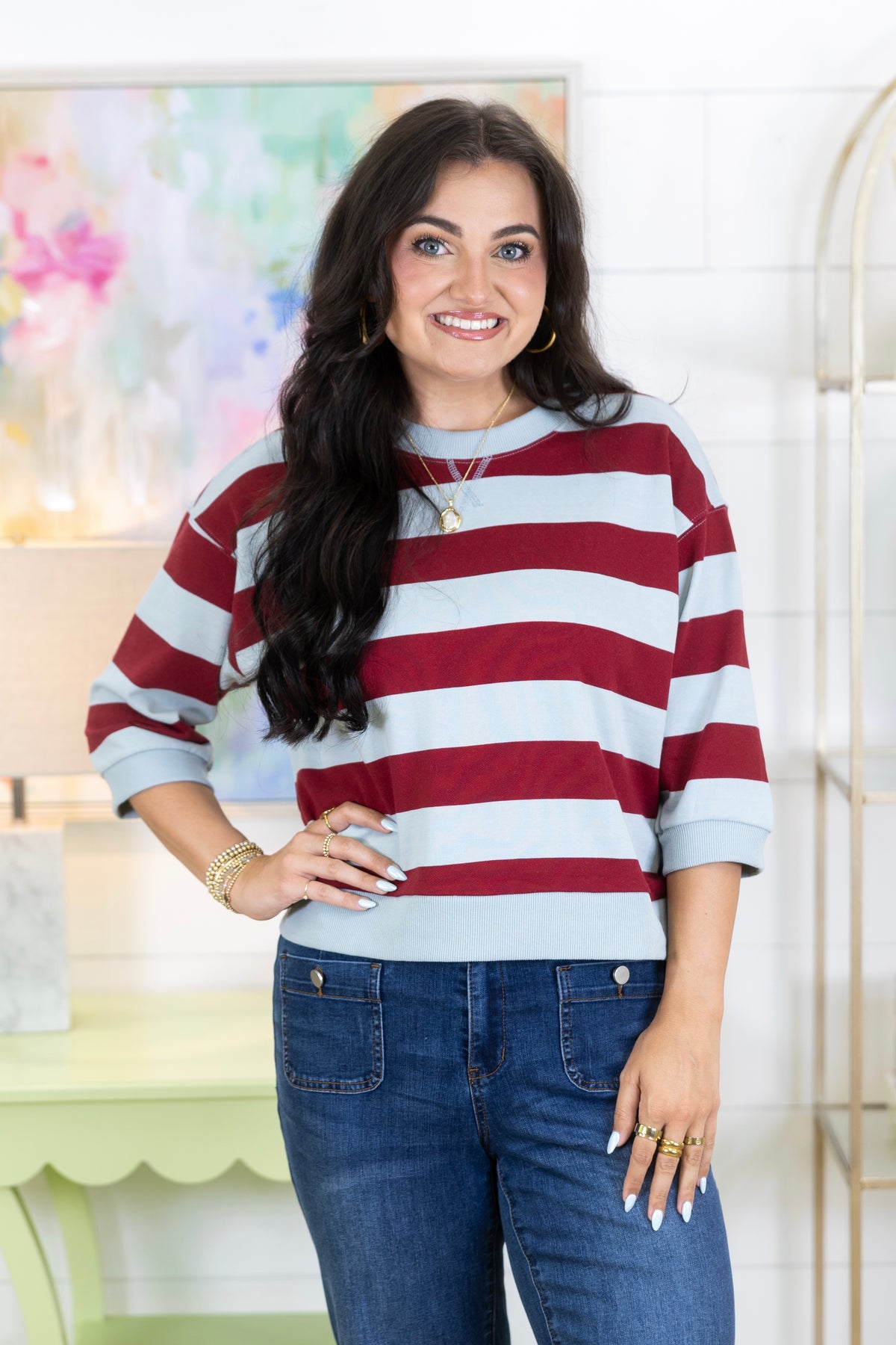 The Halftime Pullover-3/4 Sleeves-Jodifl-The Village Shoppe, Women’s Fashion Boutique, Shop Online and In Store - Located in Muscle Shoals, AL.