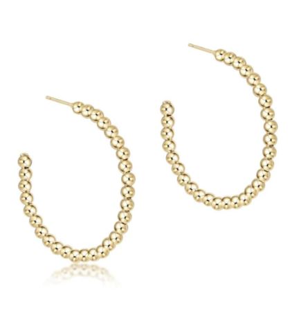 E Newton Beaded Classic 1.25" Post Hoop - 3mm Gold-Earrings-ENEWTON-The Village Shoppe, Women’s Fashion Boutique, Shop Online and In Store - Located in Muscle Shoals, AL.