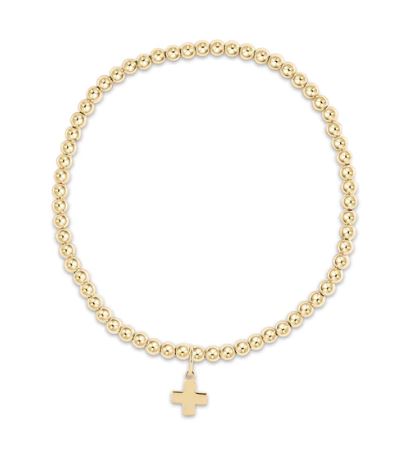 E Newton Classic Gold 3mm Bead Bracelet - Signature Cross Gold Charm-Bracelets-ENEWTON-The Village Shoppe, Women’s Fashion Boutique, Shop Online and In Store - Located in Muscle Shoals, AL.