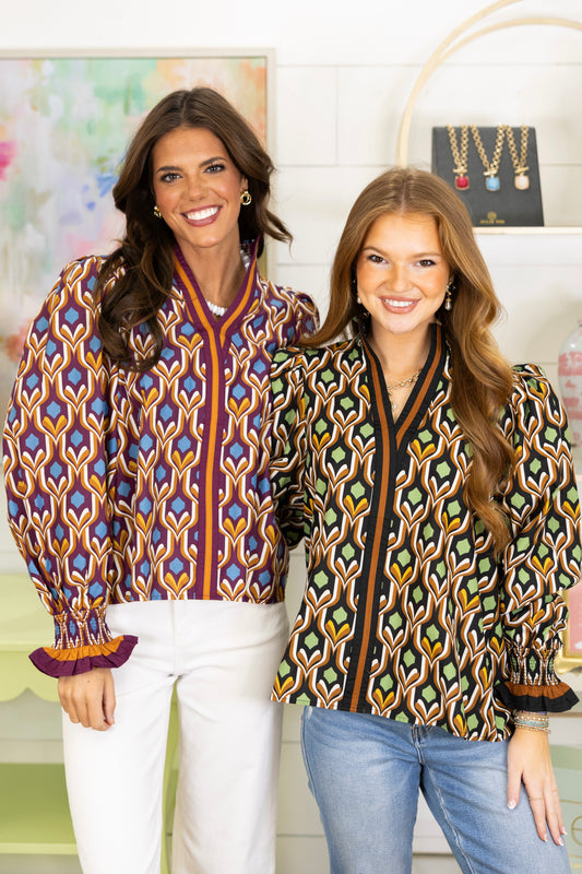 The Robbie Blouse-Long Sleeves-Entro-The Village Shoppe, Women’s Fashion Boutique, Shop Online and In Store - Located in Muscle Shoals, AL.