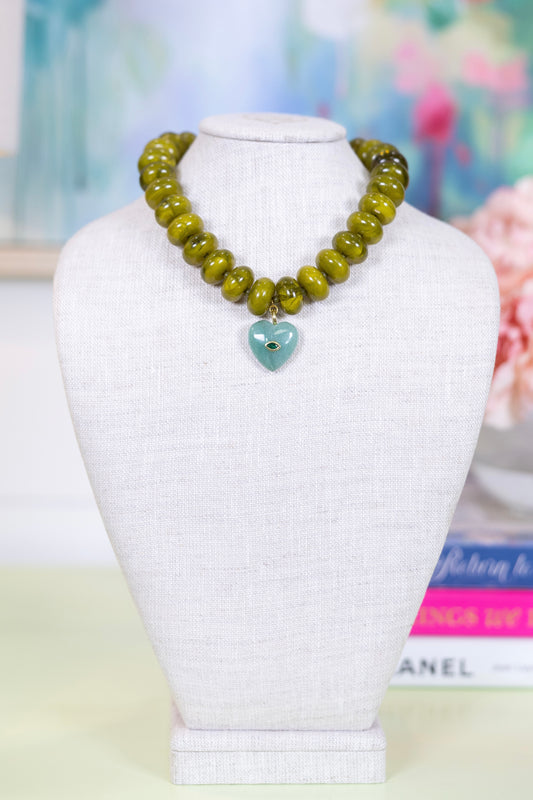 Heart Eyes Beaded Necklace-Necklaces-Hart Designs-The Village Shoppe, Women’s Fashion Boutique, Shop Online and In Store - Located in Muscle Shoals, AL.