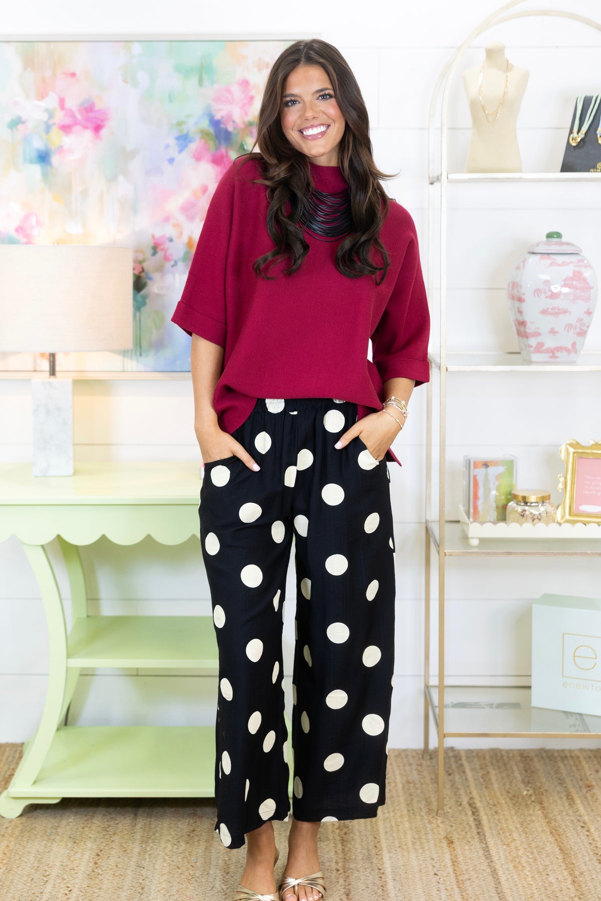 The Pippa Polka Dot Pant-Pant-Umgee-The Village Shoppe, Women’s Fashion Boutique, Shop Online and In Store - Located in Muscle Shoals, AL.