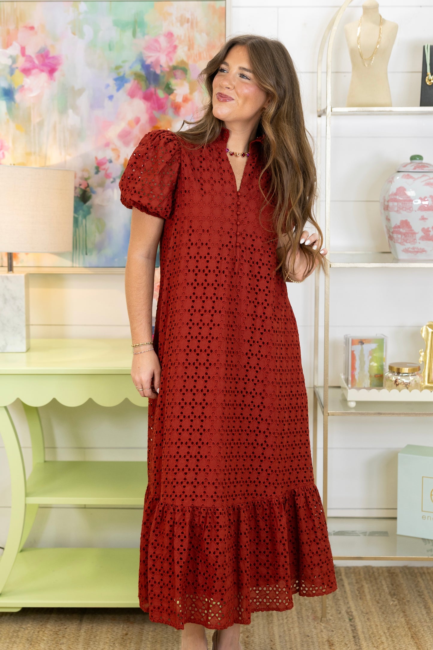 The Elsie Eyelet Midi Dress