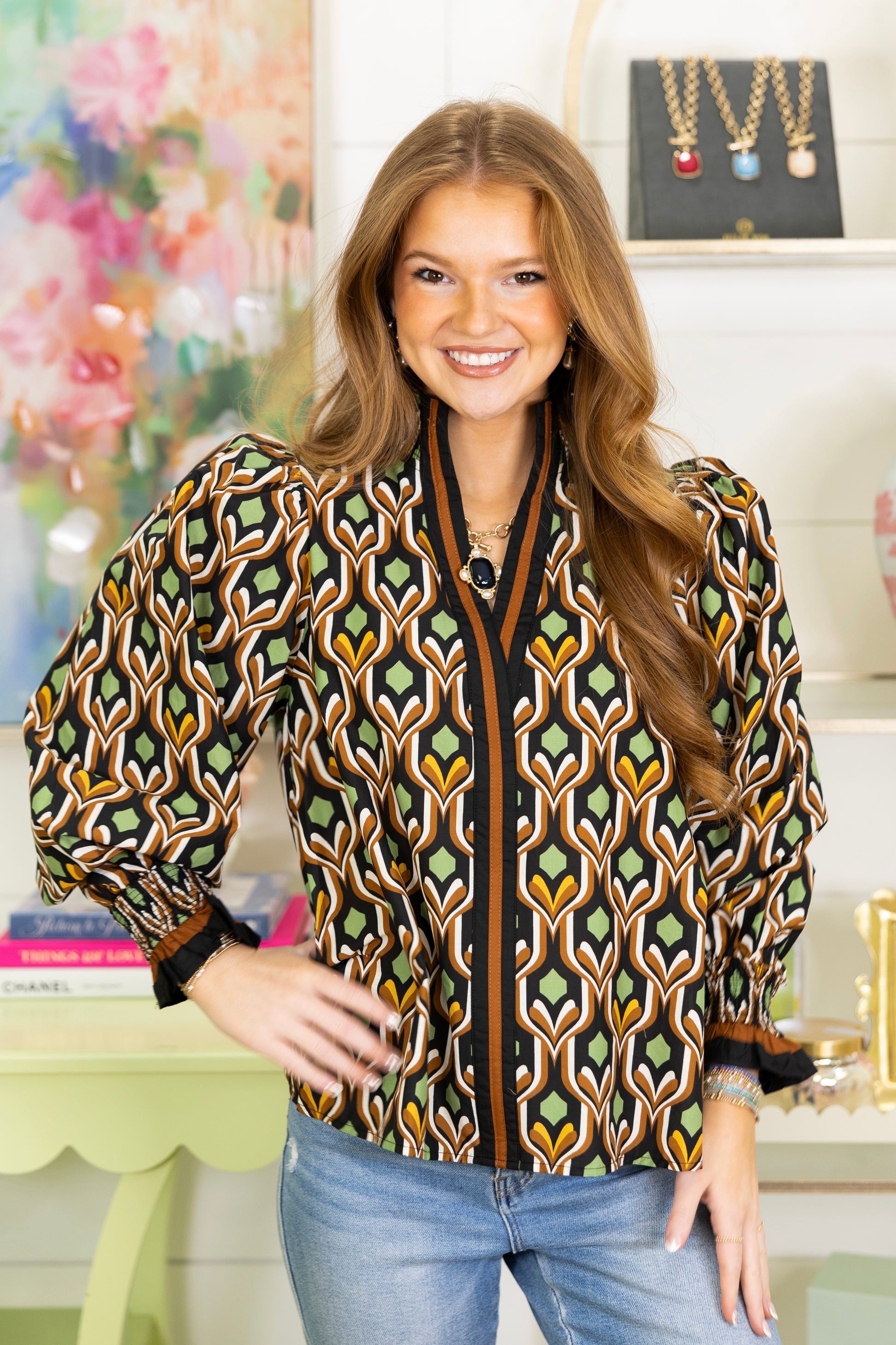 The Robbie Blouse-Long Sleeves-Entro-The Village Shoppe, Women’s Fashion Boutique, Shop Online and In Store - Located in Muscle Shoals, AL.