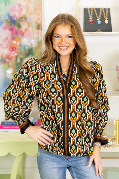 The Robbie Blouse-Long Sleeves-Entro-The Village Shoppe, Women’s Fashion Boutique, Shop Online and In Store - Located in Muscle Shoals, AL.