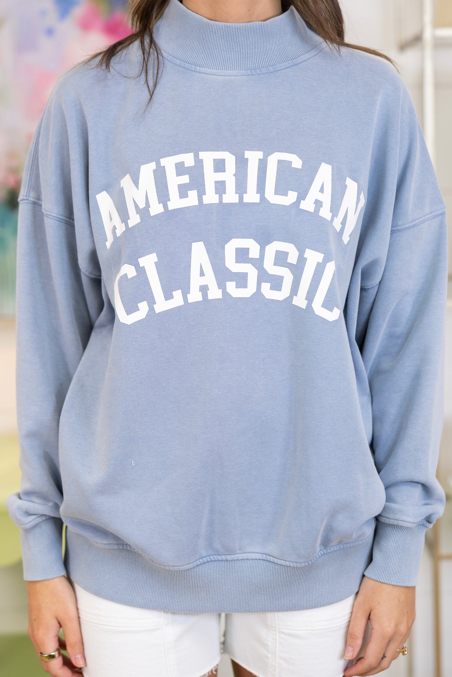 American Classic Mockneck-Sweatshirt-Le Lis-The Village Shoppe, Women’s Fashion Boutique, Shop Online and In Store - Located in Muscle Shoals, AL.