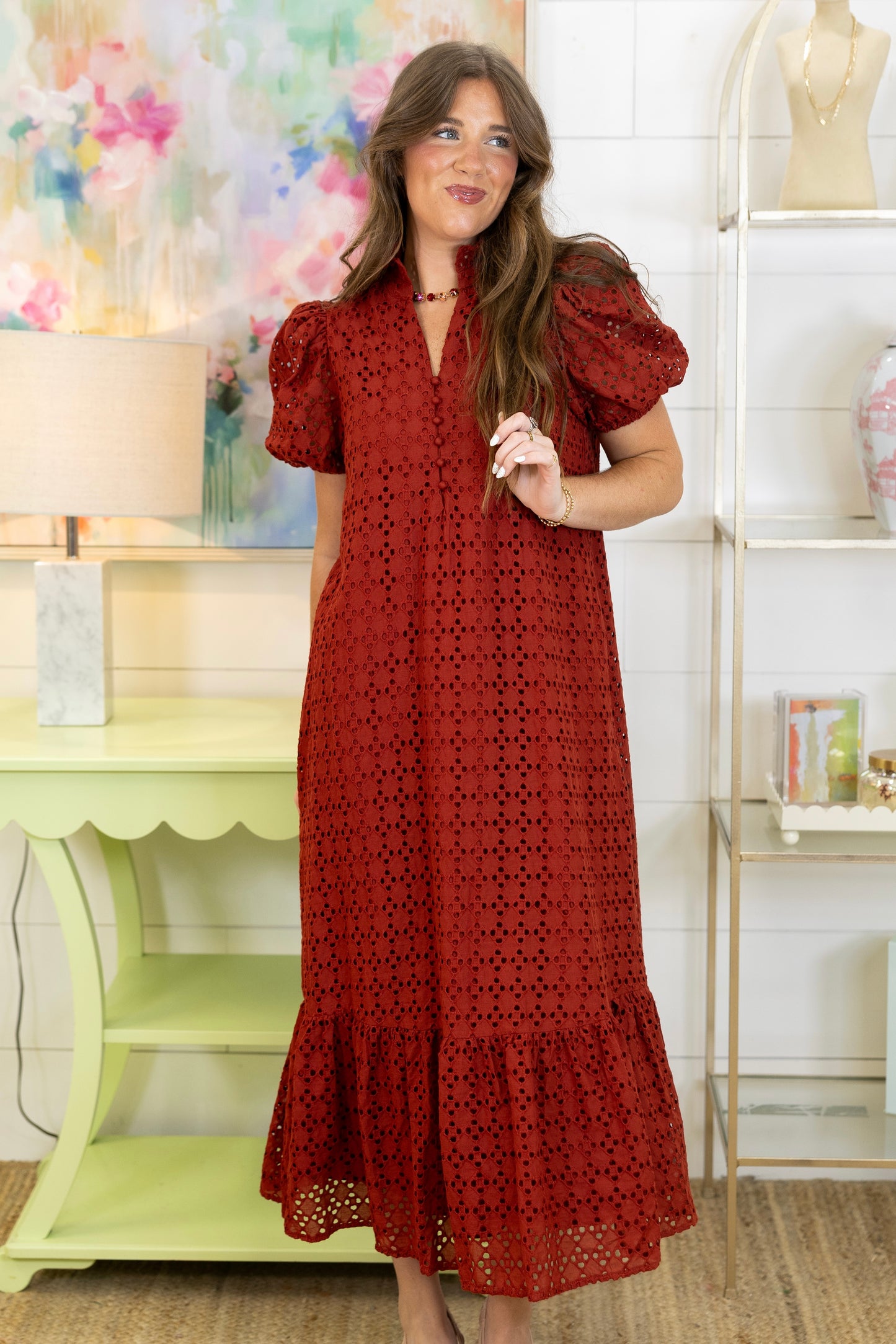 The Elsie Eyelet Midi Dress