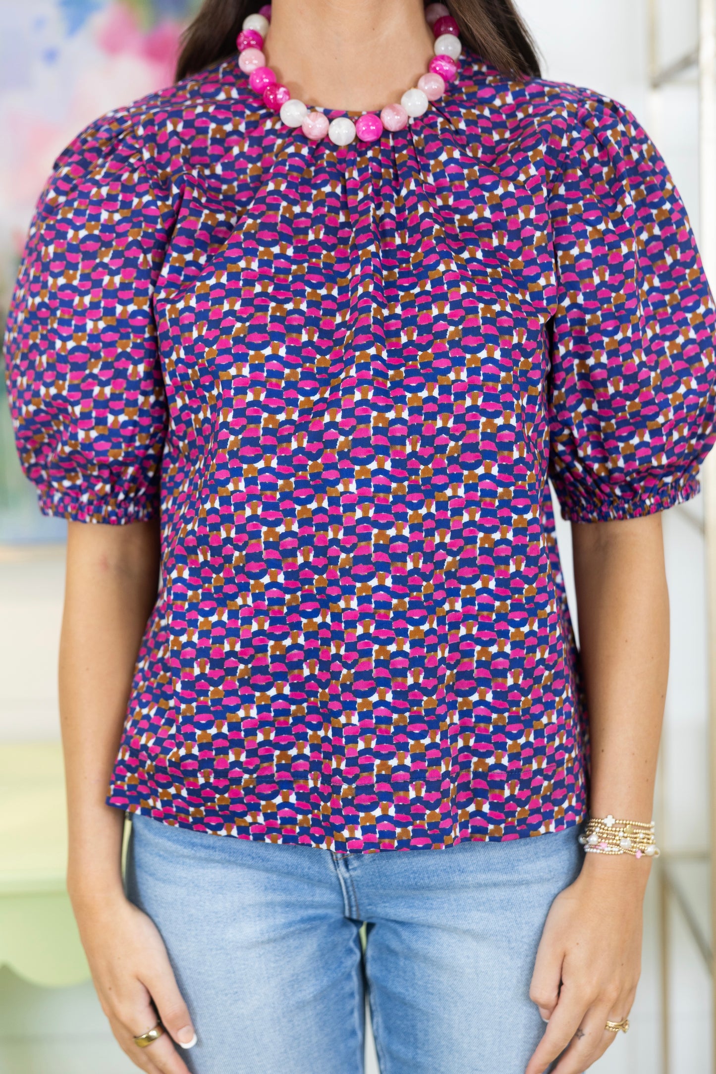 Noelle Lane Blouse-Short Sleeves-Pinch-The Village Shoppe, Women’s Fashion Boutique, Shop Online and In Store - Located in Muscle Shoals, AL.