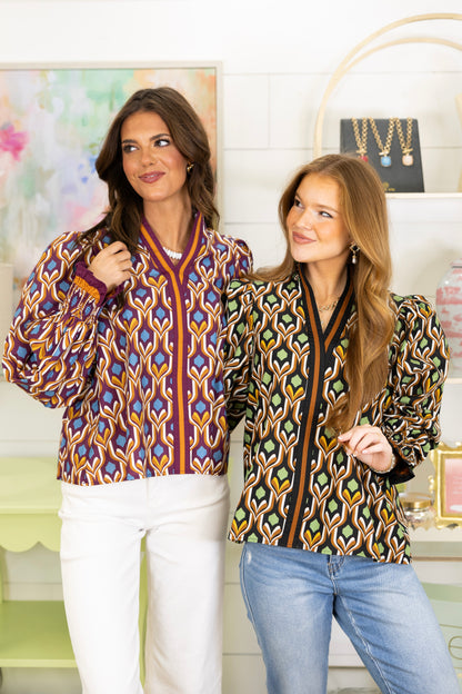 The Robbie Blouse-Long Sleeves-Entro-The Village Shoppe, Women’s Fashion Boutique, Shop Online and In Store - Located in Muscle Shoals, AL.