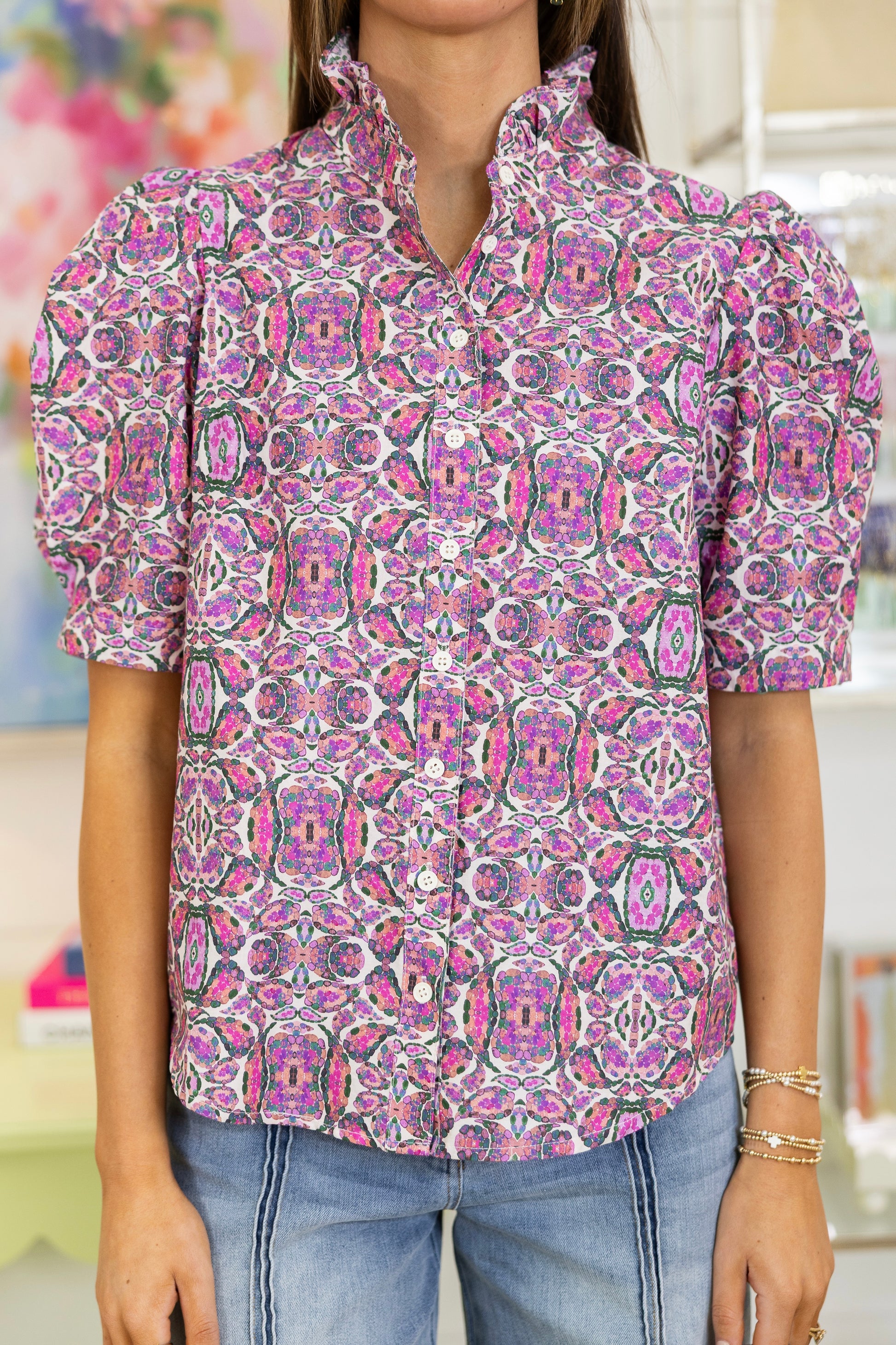 The Eloise Blouse-Short Sleeves-Fate-The Village Shoppe, Women’s Fashion Boutique, Shop Online and In Store - Located in Muscle Shoals, AL.