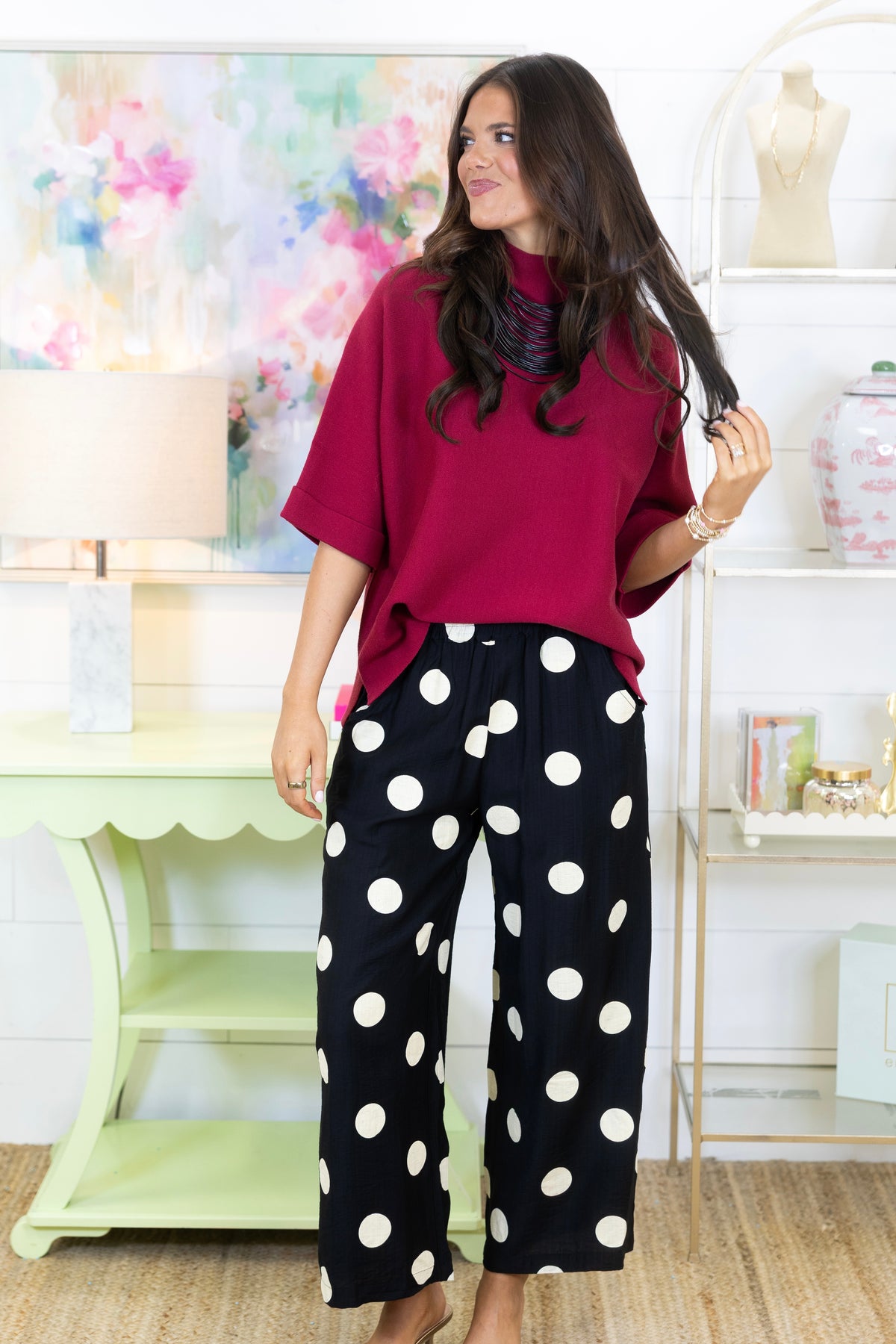 The Pippa Polka Dot Pant-Pant-Umgee-The Village Shoppe, Women’s Fashion Boutique, Shop Online and In Store - Located in Muscle Shoals, AL.