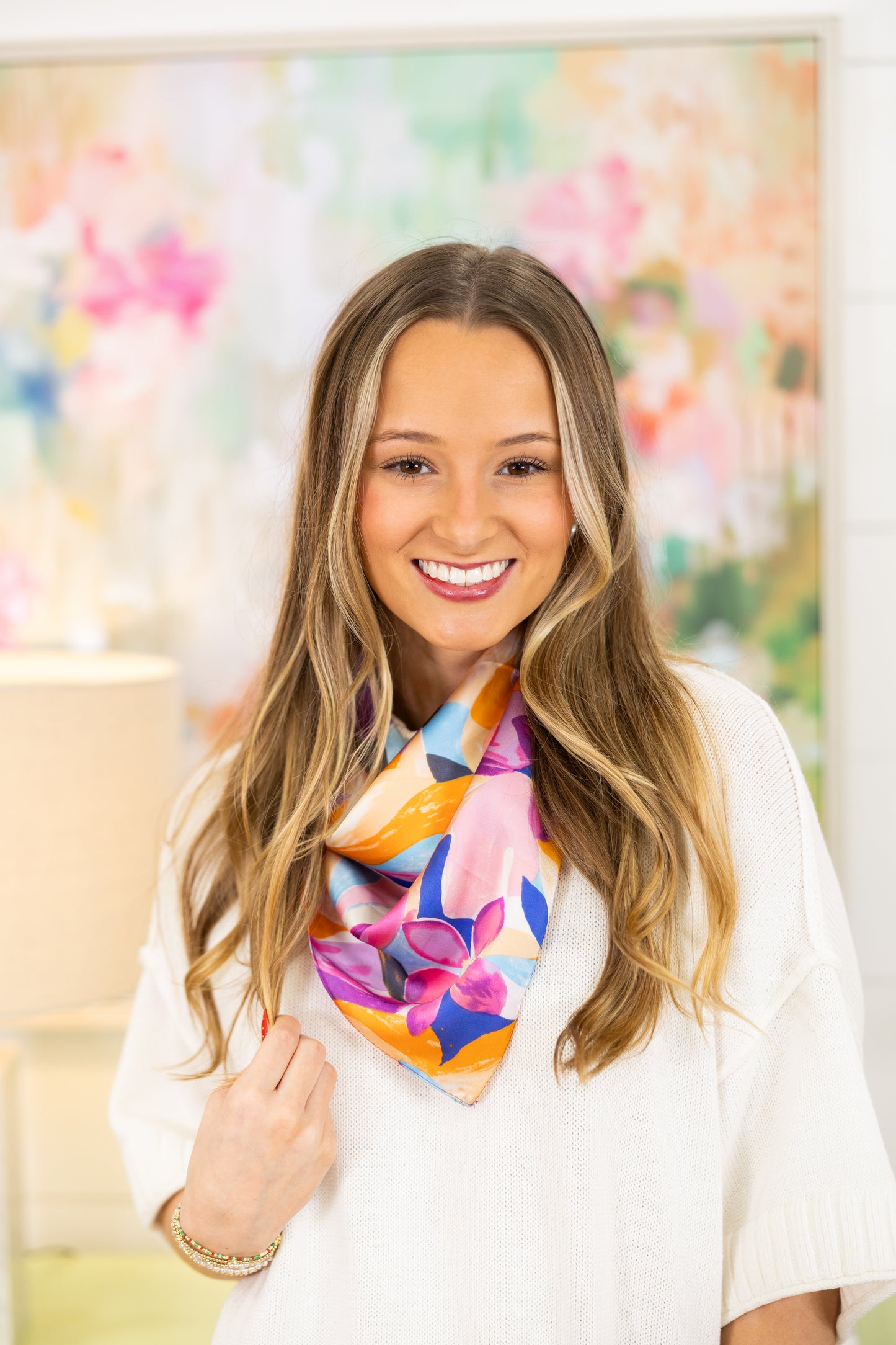 Retro Blooming Scarf-Scarf-Golden Stella-The Village Shoppe, Women’s Fashion Boutique, Shop Online and In Store - Located in Muscle Shoals, AL.