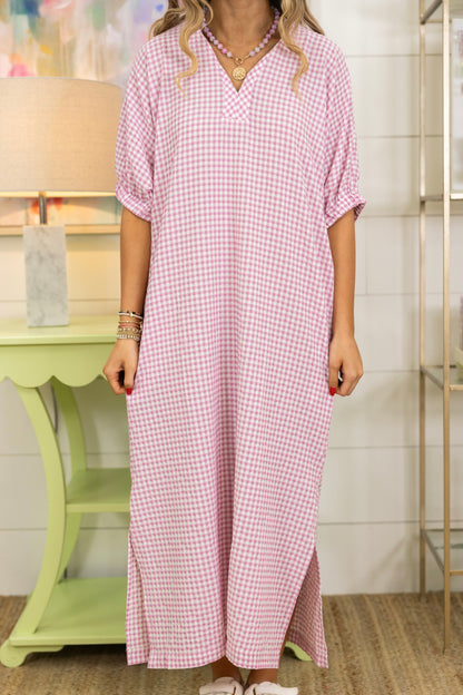 Tickled Pink Midi Dress-Midi Dress-Entro-The Village Shoppe, Women’s Fashion Boutique, Shop Online and In Store - Located in Muscle Shoals, AL.