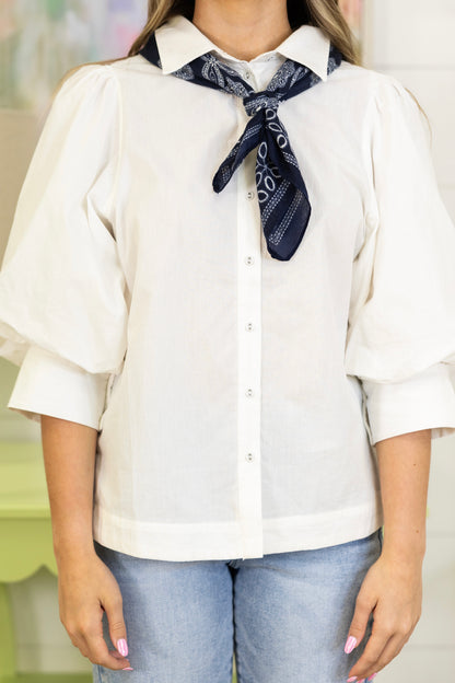 The Devin Button-Down-3/4 Sleeves-Easel-The Village Shoppe, Women’s Fashion Boutique, Shop Online and In Store - Located in Muscle Shoals, AL.
