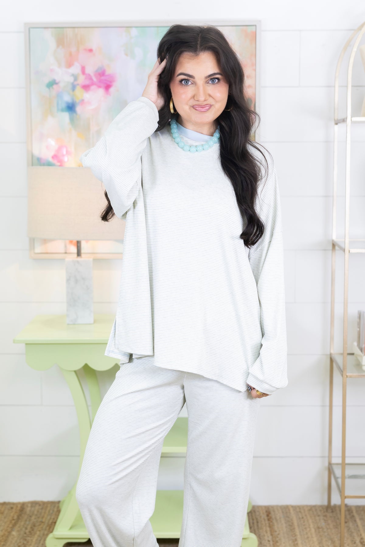 Sassy Stripe Lounge Set-Matching Set-Things Between-The Village Shoppe, Women’s Fashion Boutique, Shop Online and In Store - Located in Muscle Shoals, AL.