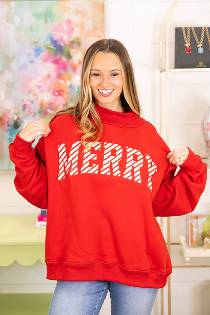 The Merry Mockneck-Sweatshirt-Bucketlist-The Village Shoppe, Women’s Fashion Boutique, Shop Online and In Store - Located in Muscle Shoals, AL.