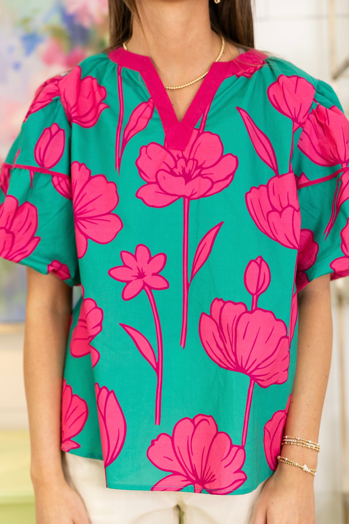 The Lowen Blouse-Short Sleeves-Umgee-The Village Shoppe, Women’s Fashion Boutique, Shop Online and In Store - Located in Muscle Shoals, AL.