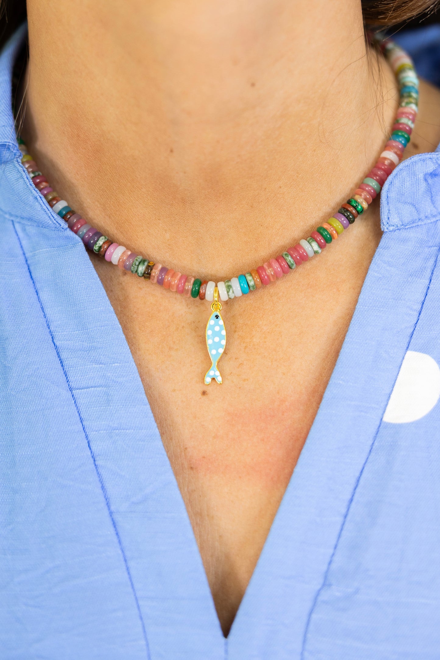 Saltwater Spots Fish Charm Necklace-Necklaces-Hart Designs-The Village Shoppe, Women’s Fashion Boutique, Shop Online and In Store - Located in Muscle Shoals, AL.