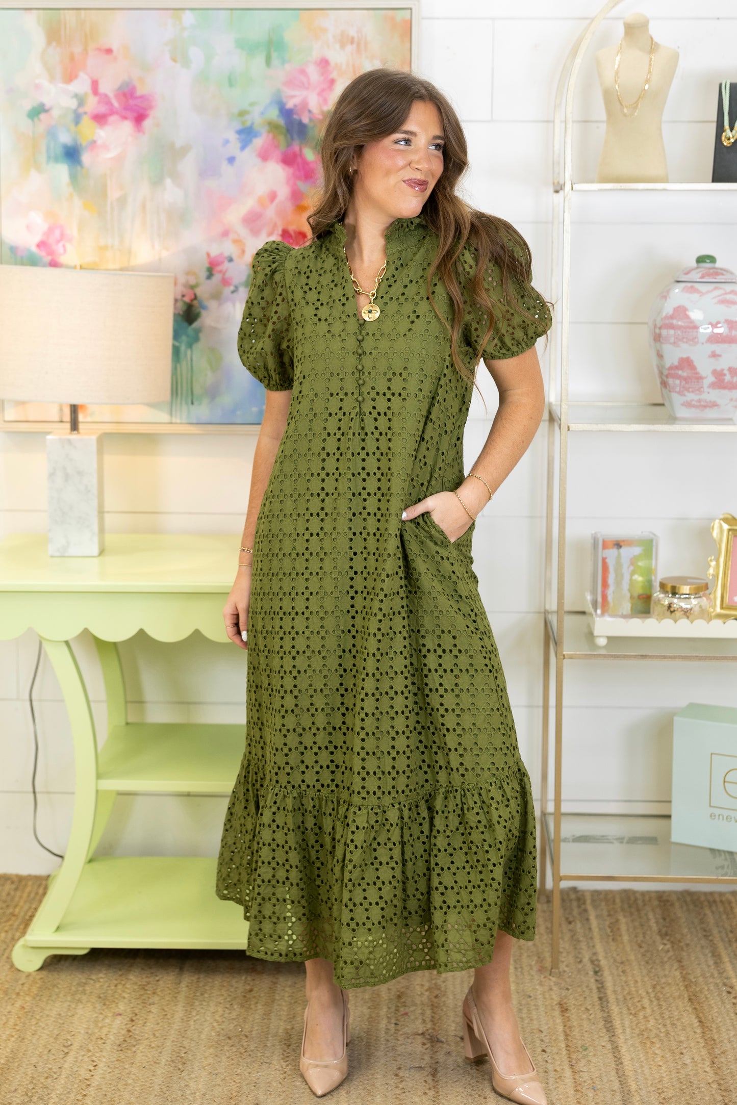 The Elsie Eyelet Midi Dress