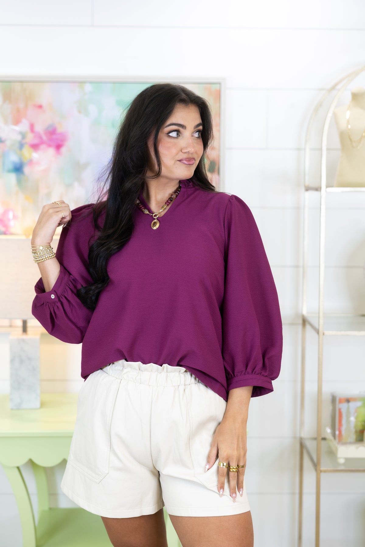 The Meredith Blouse-3/4 Sleeves-Jodifl-The Village Shoppe, Women’s Fashion Boutique, Shop Online and In Store - Located in Muscle Shoals, AL.