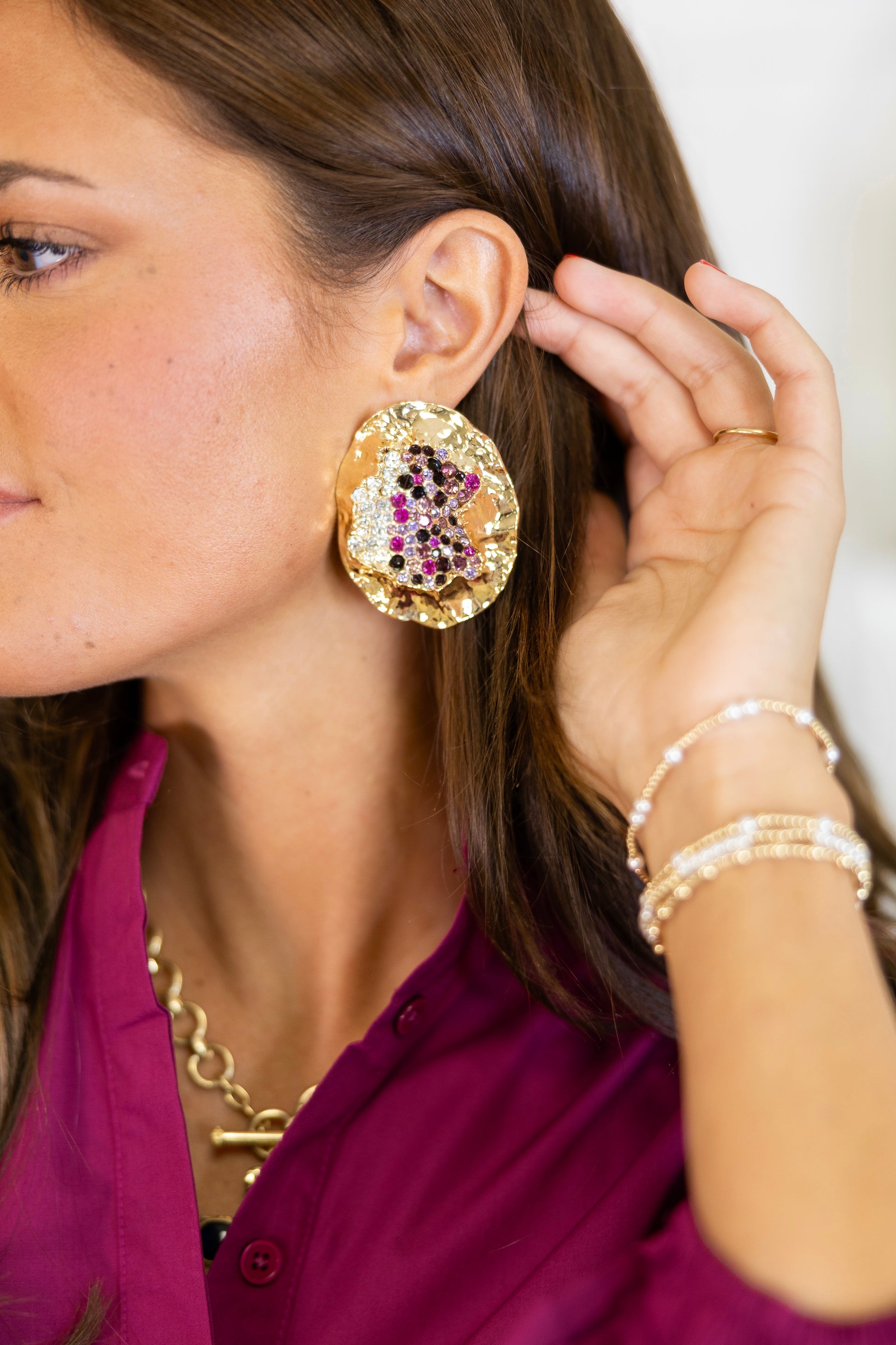 Bejeweled Statement Studs-Earrings-Golden Stella-The Village Shoppe, Women’s Fashion Boutique, Shop Online and In Store - Located in Muscle Shoals, AL.