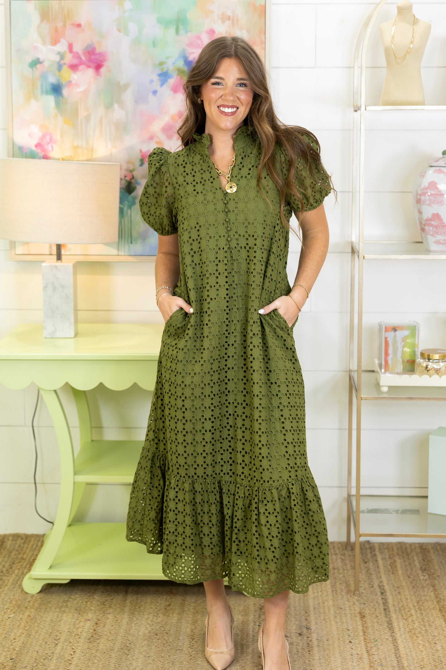 The Elsie Eyelet Midi Dress