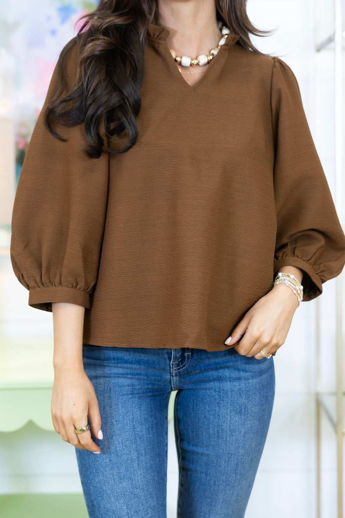 The Meredith Blouse-3/4 Sleeves-Jodifl-The Village Shoppe, Women’s Fashion Boutique, Shop Online and In Store - Located in Muscle Shoals, AL.