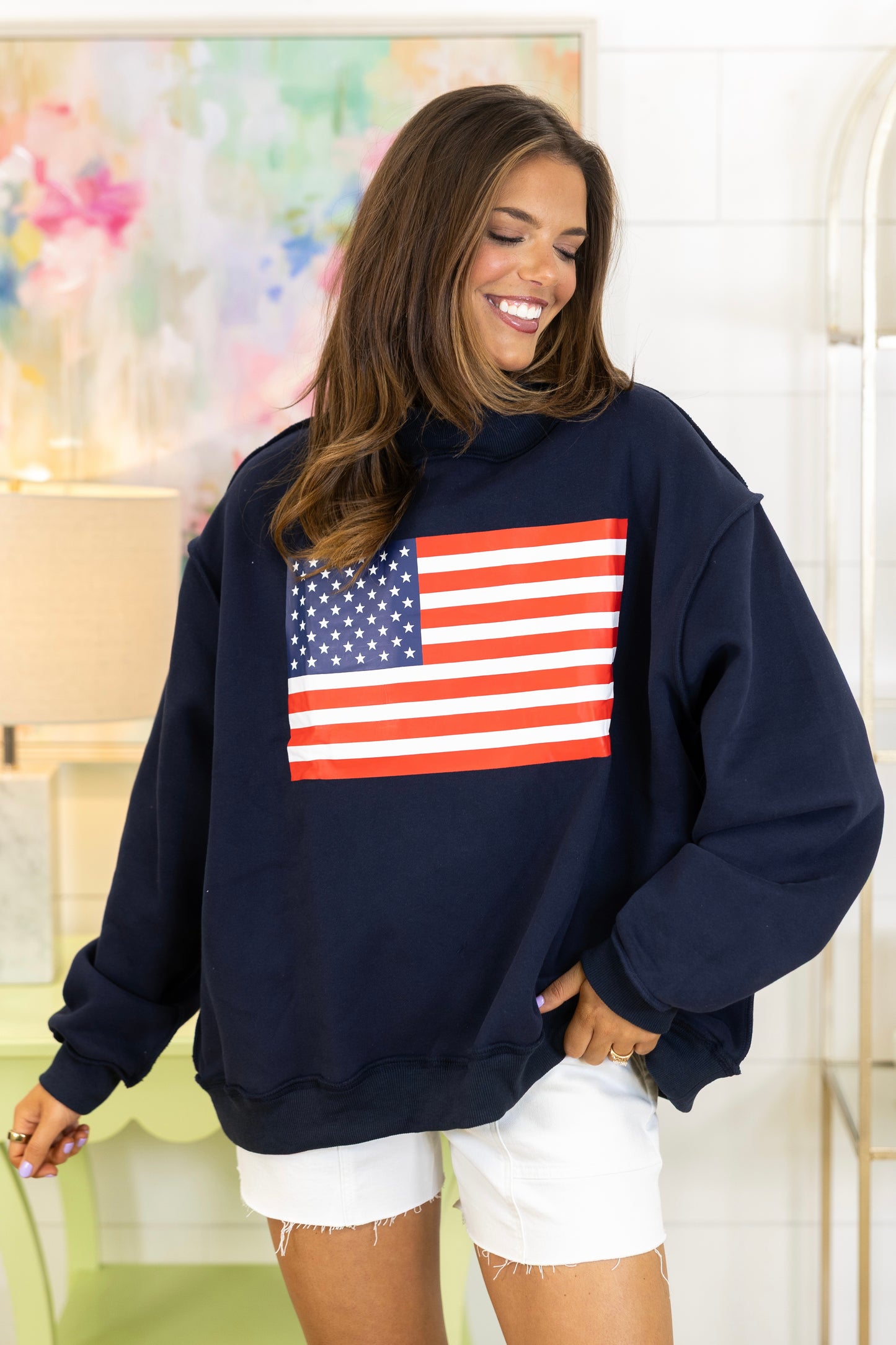Star-Spangled Sweatshirt-Sweatshirt-Bucketlist-The Village Shoppe, Women’s Fashion Boutique, Shop Online and In Store - Located in Muscle Shoals, AL.