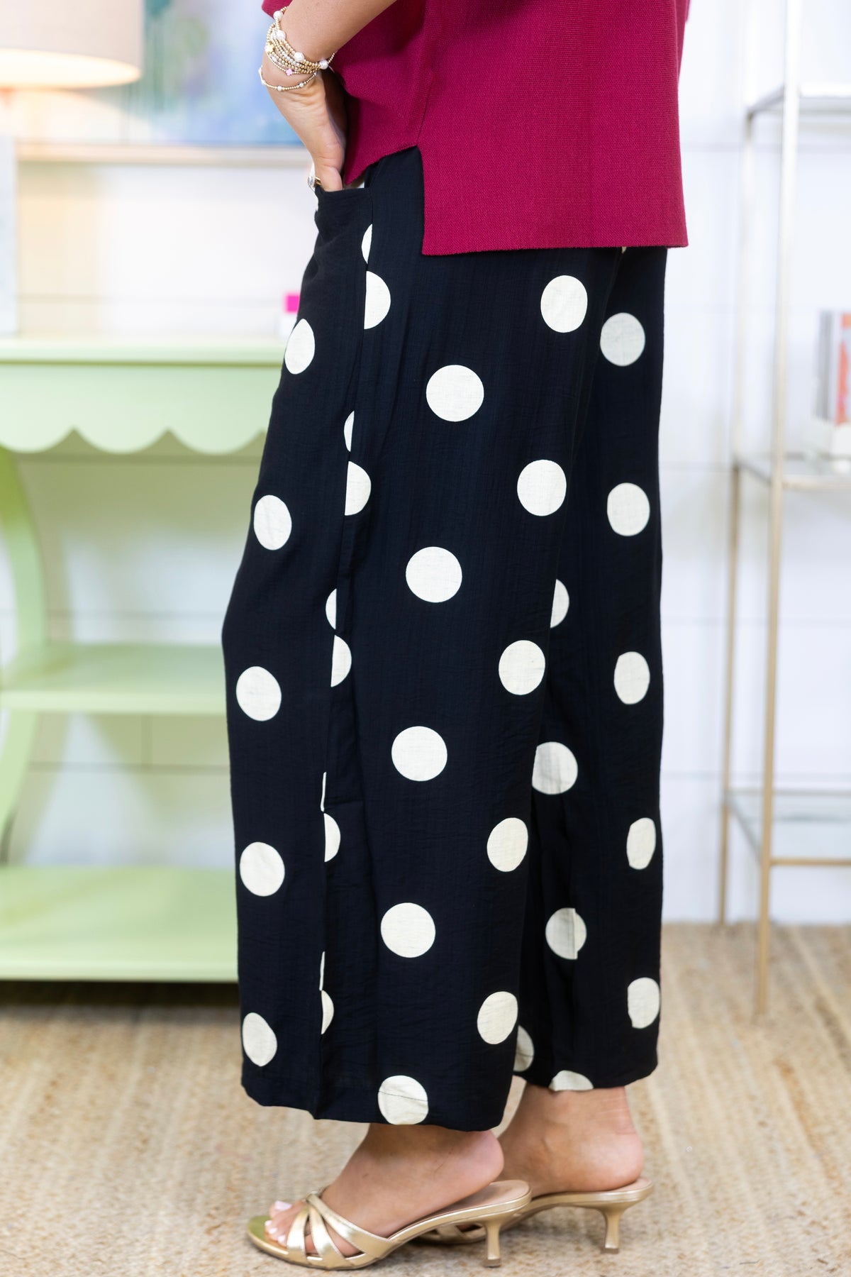 The Pippa Polka Dot Pant-Pant-Umgee-The Village Shoppe, Women’s Fashion Boutique, Shop Online and In Store - Located in Muscle Shoals, AL.